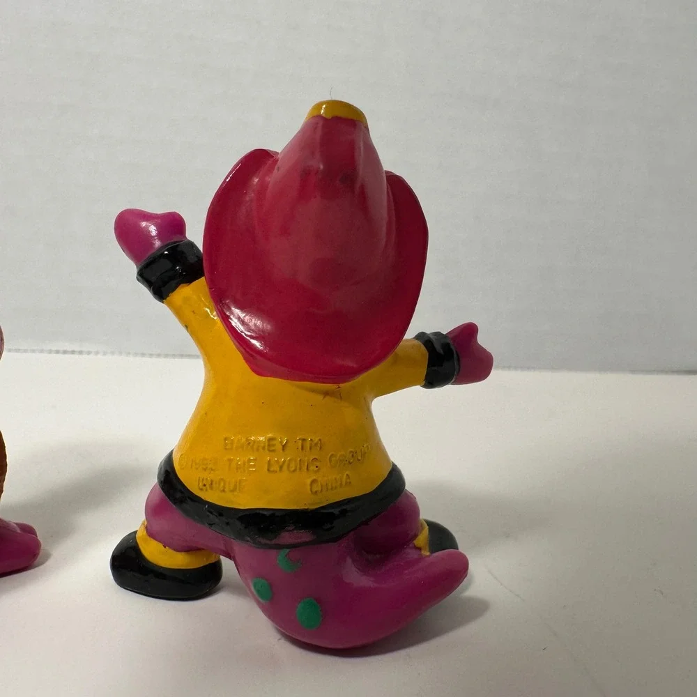 Vintage 1993 Barney The Lyons Group PVC Figures Lot Cowboy Firefighter 3pc